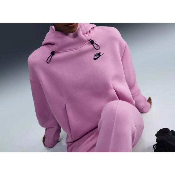 $130 Nike Sportswear Tech Fleece Women's oversize pink  Hoodie Flax FV6322 Sz S - Picture 3 of 8